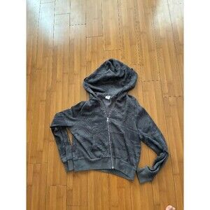 TNA Gray Camo Waffle Knit Hoodie Full Zip Cropped Jacket - Women's Large